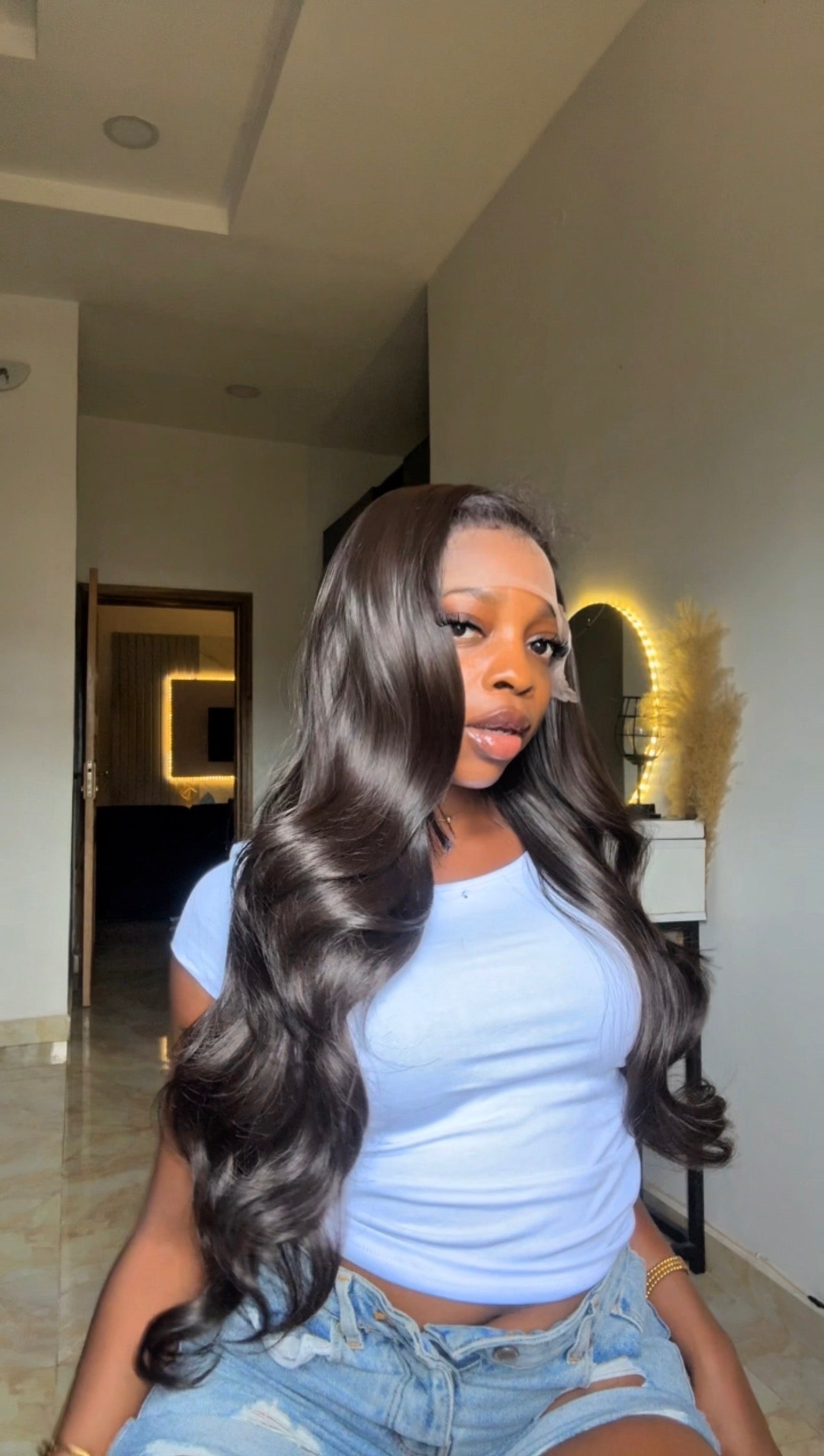 Layered black straight